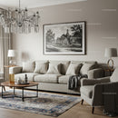Elegant Living Room with Neutral Decor and Artistic Wall Frame
