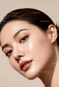 Close-up of radiant woman with glowing natural skin