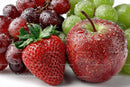 Fresh Strawberries and Green Grapes with Water Droplets