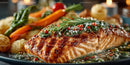 Gourmet Grilled Salmon with Roasted Vegetables and Fresh Herbs