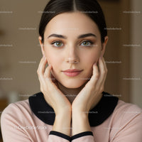 Portrait of a Young Woman with Green Eyes and Natural Makeup