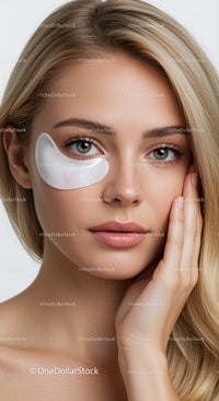 Close-up of Beautiful Woman with Eye Mask for Skincare and Beauty