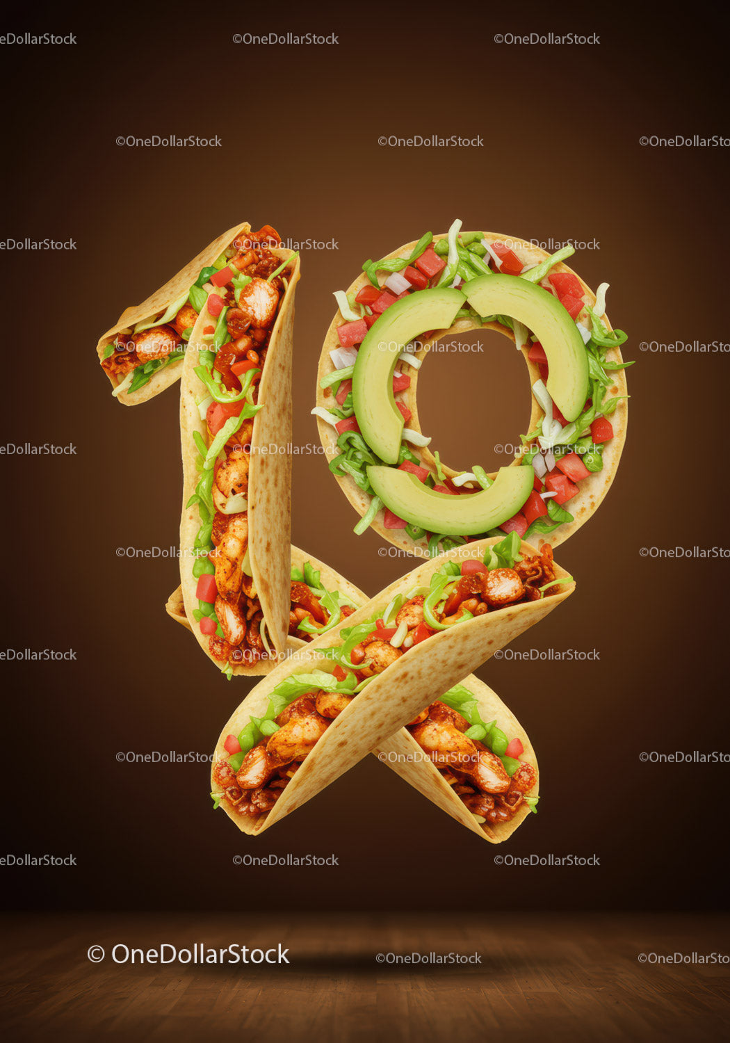 Tacos ułożone w żywym kształcie miłości ze świeżym nadzieniem