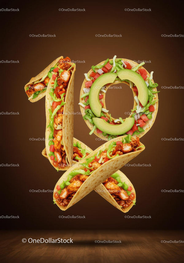 Tacos ułożone w żywy kształt serca z świeżymi nadzieniami