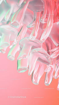 Abstract Glass Sculpture Art with Pastel Colors on Pink Background