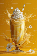 Vanilla Milkshake with Whipped Cream and Floral Splash