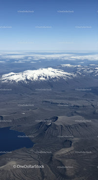 Snow-Capped Volcano Mountain Range with Crater Lake Aerial View