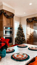 Festive Christmas Table Setting in Modern Kitchen