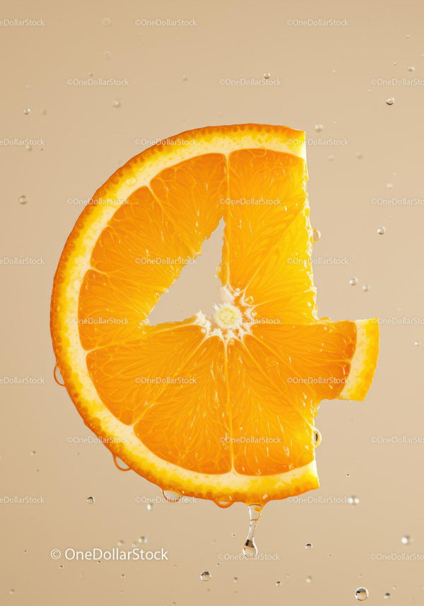 Fresh Orange Slice with Water Droplets in Soft Light