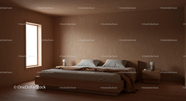 Minimalist Bedroom with Wooden Bed and Natural Light