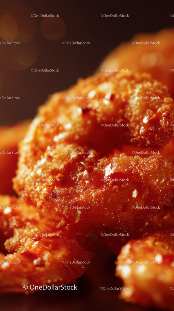 Crispy Fried Chicken Pieces Close-Up in Warm Tones