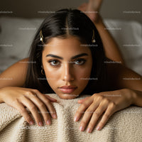 Portrait of a Young Woman with Stunning Brown Eyes and Black Hair