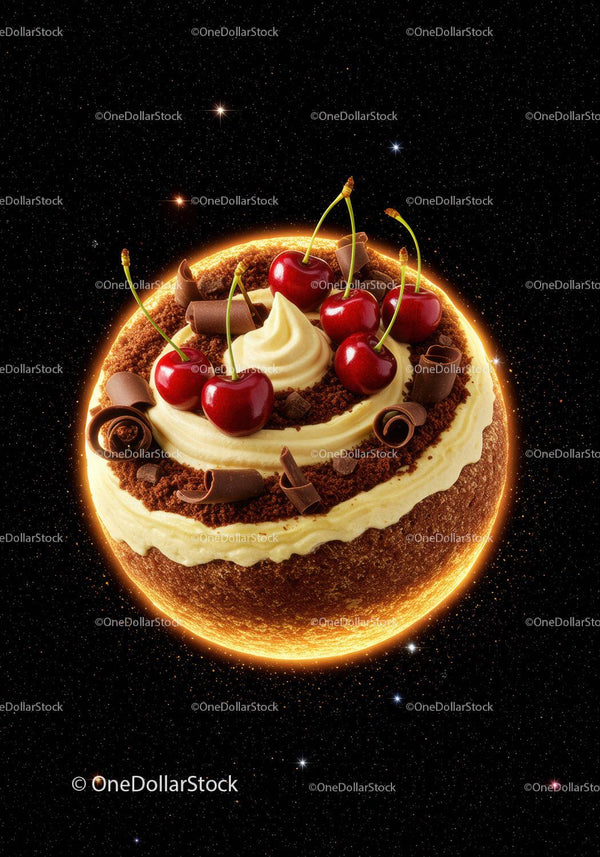 Creative Cherry Chocolate Dessert Shaped Like a Planet