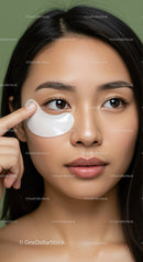 Young Woman Applying Eye Patch for Facial Skincare Routine