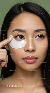 Young Woman Applying Eye Patch for Facial Skincare Routine