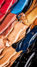 Colorful Lipstick Swatches in Shades of Red Blue Black and Gold