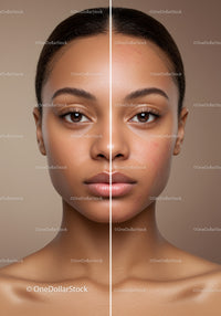 Close-up of a Young Woman with Flawless Skin and Natural Makeup