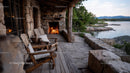 Cozy Riverside Cabin With Fireplace Overlooking Mountain Landscape