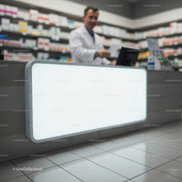 Pharmacist Preparing Prescription Behind Pharmacy Counter