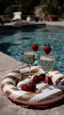 Strawberries and Sparkling Drinks by Poolside for Summer Refreshment