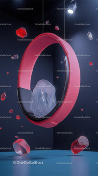 Futuristic Pink and Black Virtual Mirror with Floating Glass Elements