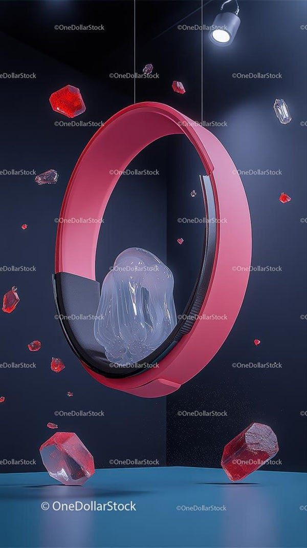 Futuristic Pink and Black Virtual Mirror with Floating Glass Elements