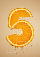 Fresh orange slices shaped as the number five