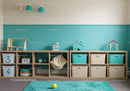 Colorful Toddler Playroom with Toy House and Storage Cubes