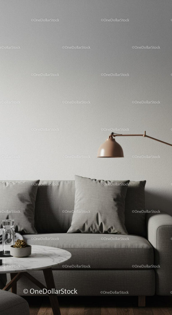 Elegancka Szara Sofa z Kinkietem w Nowoczesnym Salonie