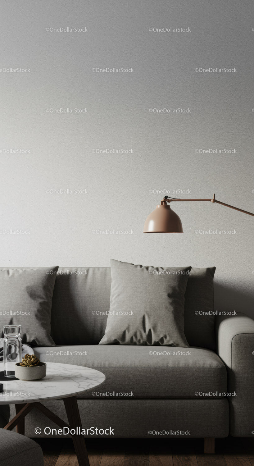 Elegant Grey Sofa with Wall Lamp in Modern Living Room