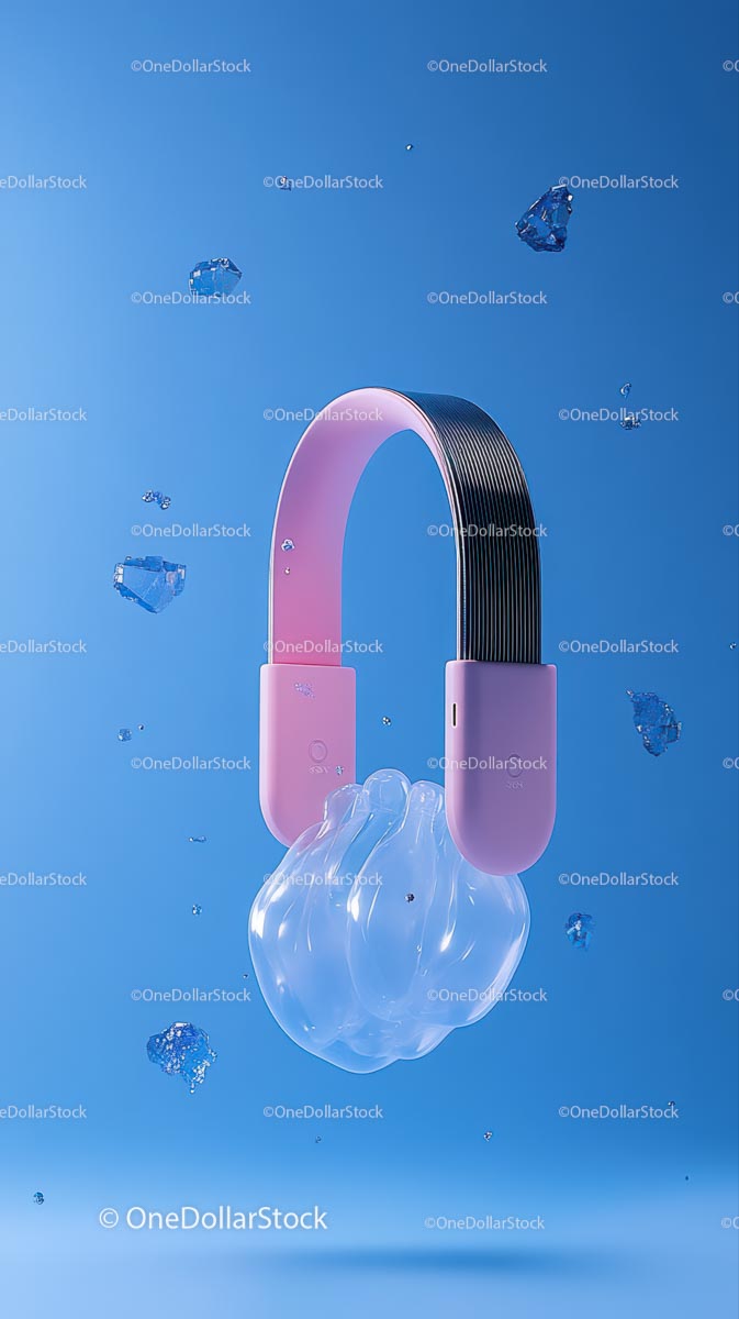 Futuristic Pink and Blue Wireless Headphones with Ice Effect