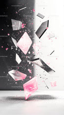 Exploding Makeup Sponge Shattering Debris in Dynamic Cosmetic Scene