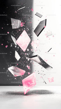 Exploding Makeup Sponge Shattering Debris in Dynamic Cosmetic Scene