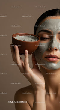 Woman with Gray Facial Mask in Relaxing Skincare Treatment