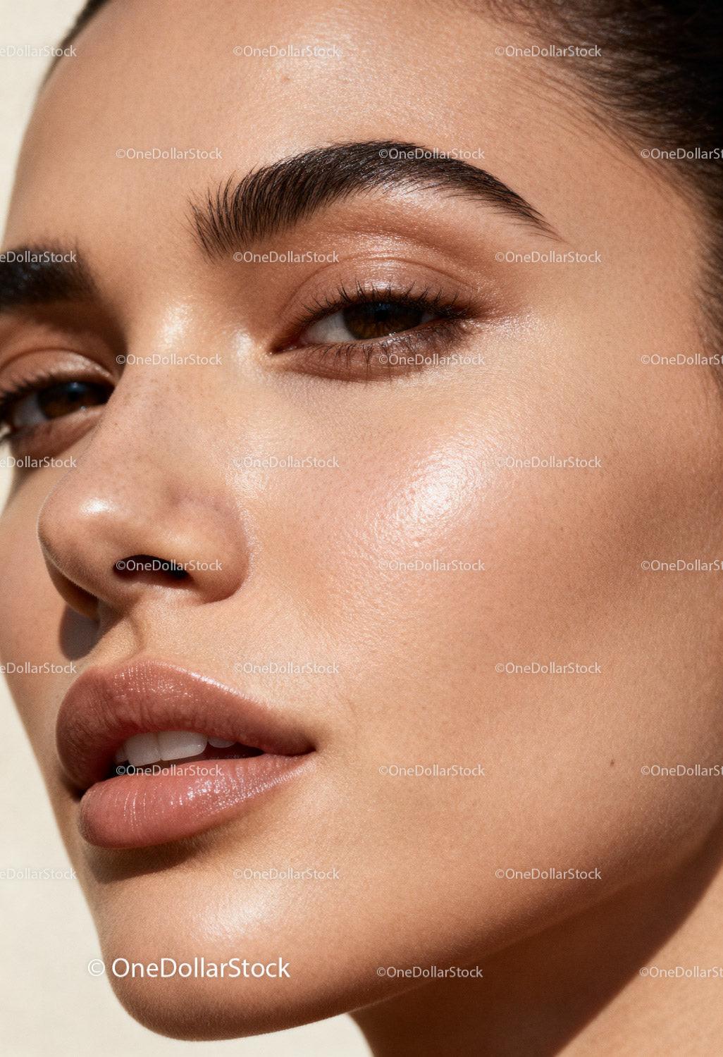 Close up of radiant woman with natural skin glow