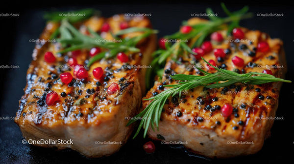 Gourmet Baked Tofu with Pomegranate Seeds and Rosemary
