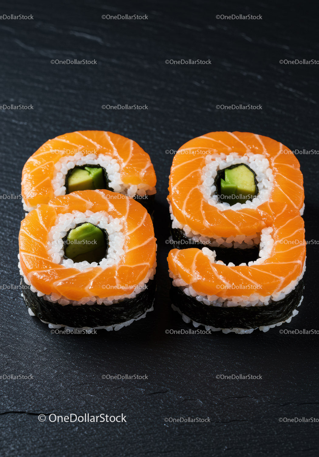 Creative sushi rolls shaped as number eighty nine