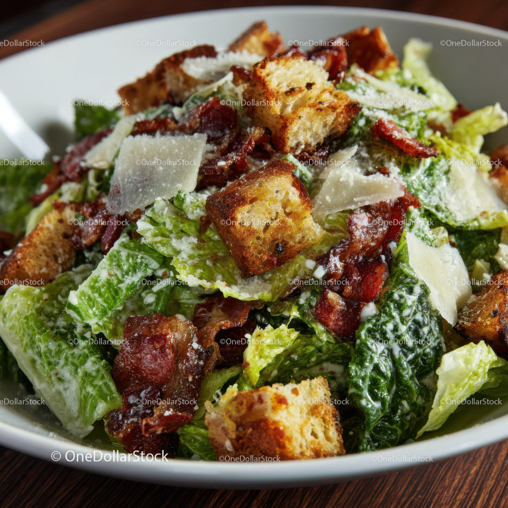 Fresh Caesar Salad with Lettuce Croutons and Parmesan Cheese