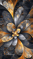 Futuristic Abstract Fractal Design with Metallic and Luminous Highlights