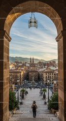 Scenic View of Historic European City with Mountain Background during Sunset