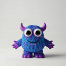 Colorful Furry Monster Plush Toy with Large Eyes and Horns