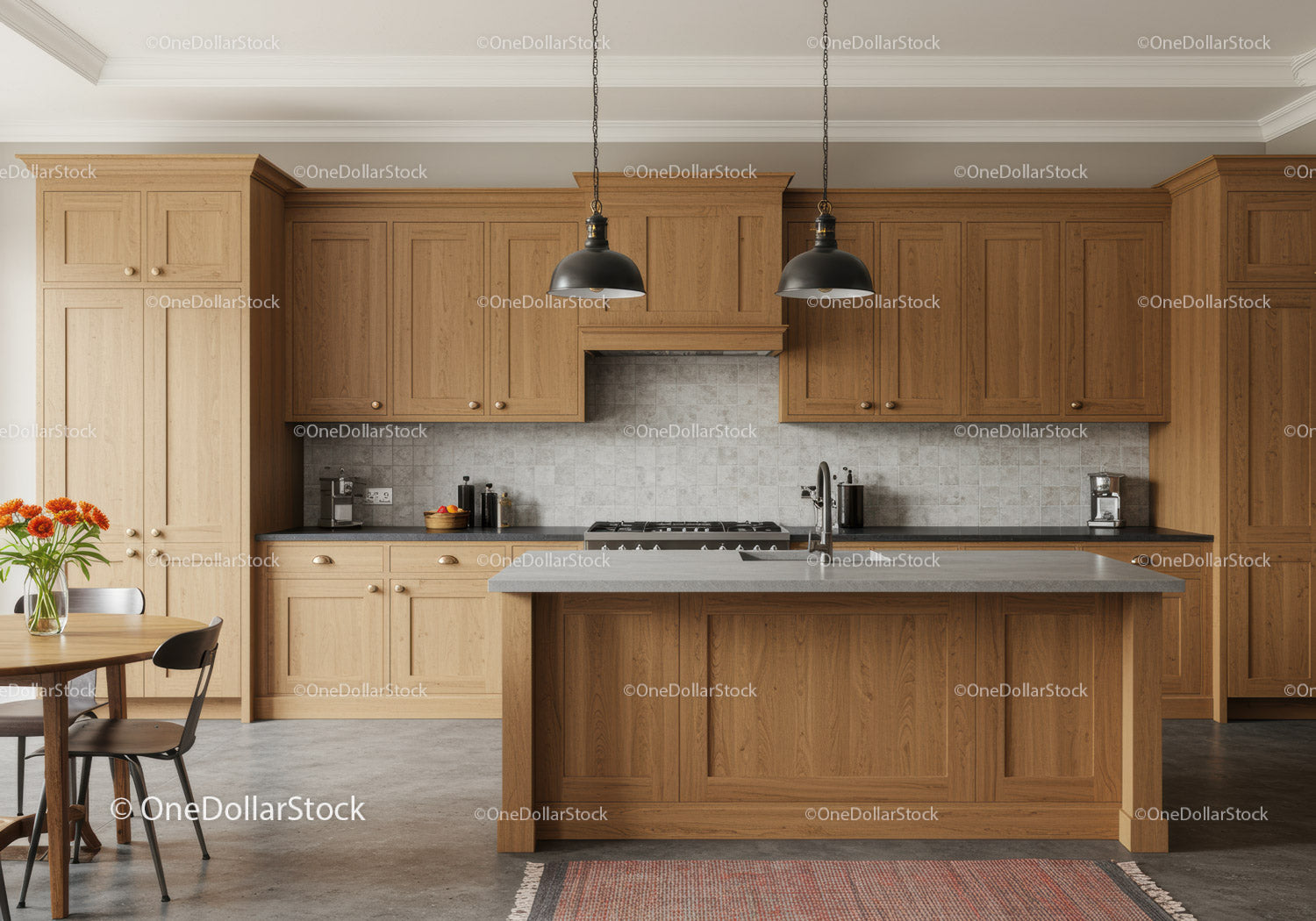 Warm Wooden Kitchen with Modern Appliances and Cozy Atmosphere
