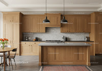 Warm Wooden Kitchen with Modern Appliances and Cozy Atmosphere