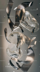 Abstract Modern Art of Shattered Glass with Metallic Ribbons