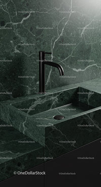 Luxury Green Marble Sink with Black Modern Faucet in Elegant Interior