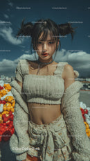 Young Woman in Casual Summer Outfit with Street Style Expression