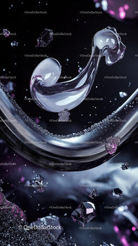 Elegant Transparent Glass Sculpture with Floating Diamonds