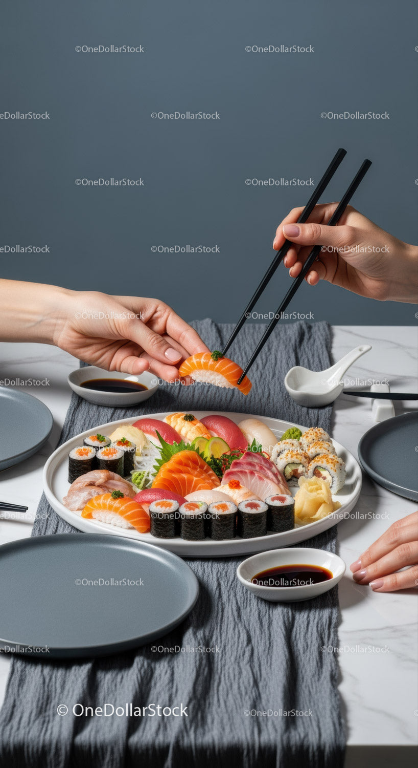 Elegant Sushi Platter with Fresh Seafood and Assorted Rolls
