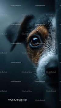 Close-up of a Curious Puppy Eye with Fluffy Fur and Expressive Gaze