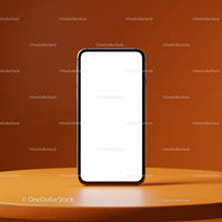 Modern smartphone with blank screen on orange table